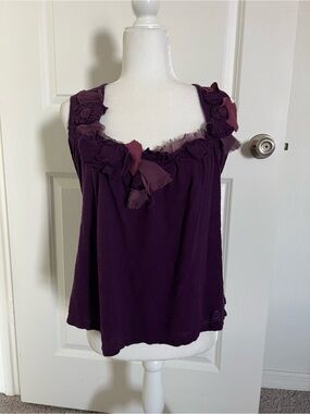EUC Anthropologie Deletta Deep Purple Boho Tank Top Small